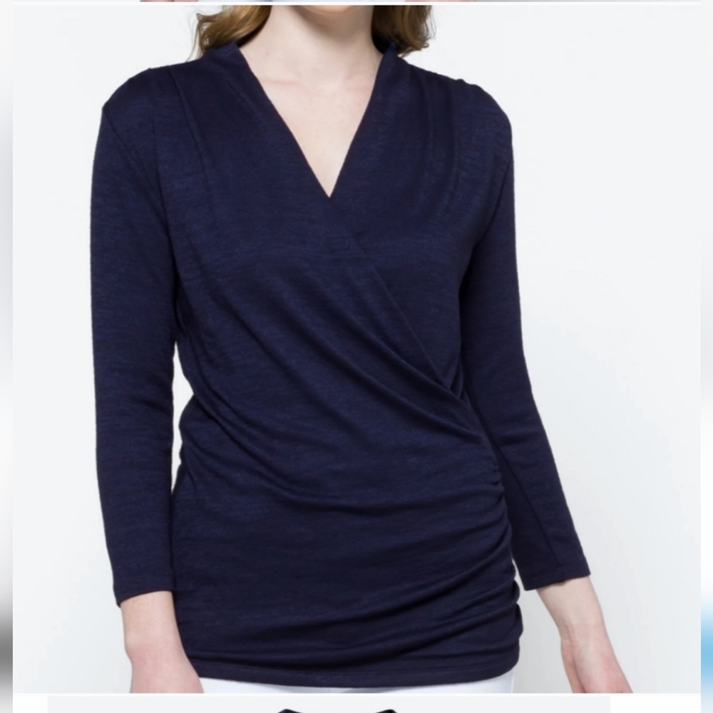 Knit rouched wrap top